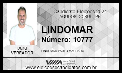 Candidato LINDOMAR 2024 - AGUDOS DO SUL - Eleições