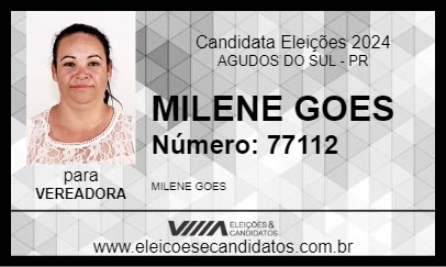 Candidato MILENE GOES 2024 - AGUDOS DO SUL - Eleições