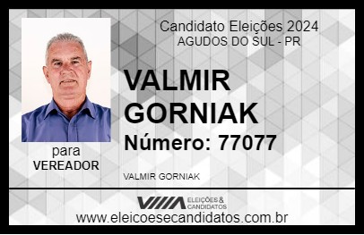 Candidato VALMIR GORNIAK 2024 - AGUDOS DO SUL - Eleições