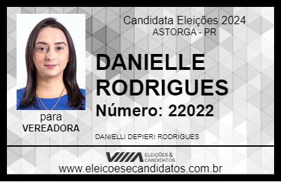 Candidato DANIELLE RODRIGUES 2024 - ASTORGA - Eleições