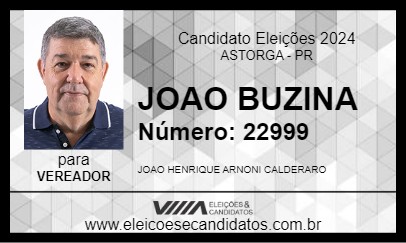 Candidato JOAO BUZINA 2024 - ASTORGA - Eleições