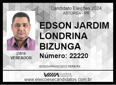 Candidato EDSON JARDIM LONDRINA BIZUNGA 2024 - ASTORGA - Eleições