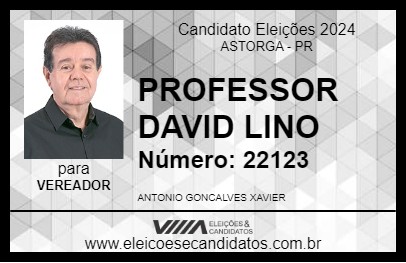 Candidato PROFESSOR DAVID LINO 2024 - ASTORGA - Eleições