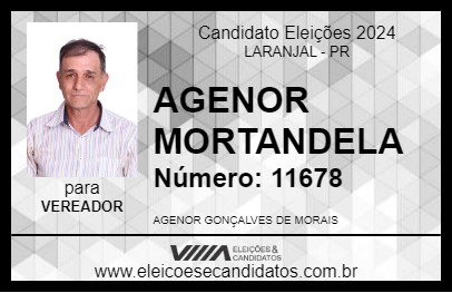 Candidato AGENOR MORTANDELA 2024 - LARANJAL - Eleições