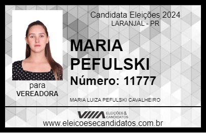 Candidato MARIA PEFULSKI 2024 - LARANJAL - Eleições