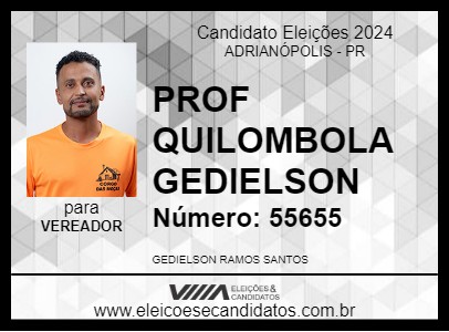 Candidato PROF QUILOMBOLA GEDIELSON 2024 - ADRIANÓPOLIS - Eleições