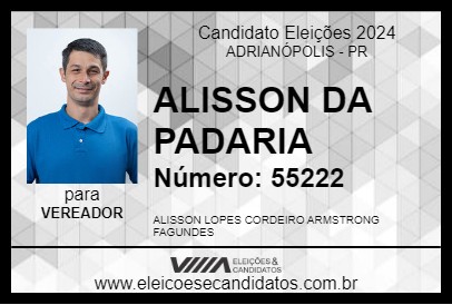 Candidato ALISSON DA PADARIA 2024 - ADRIANÓPOLIS - Eleições