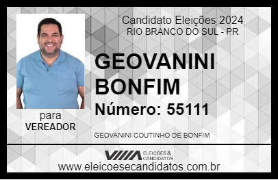 Candidato GEOVANINI BONFIM 2024 - RIO BRANCO DO SUL - Eleições