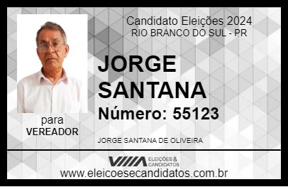 Candidato JORGE SANTANA 2024 - RIO BRANCO DO SUL - Eleições