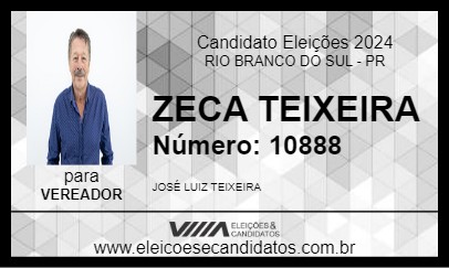 Candidato ZECA TEIXEIRA 2024 - RIO BRANCO DO SUL - Eleições