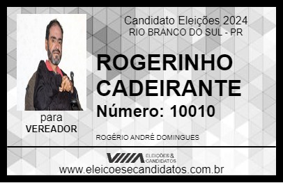 Candidato ROGERINHO CADEIRANTE 2024 - RIO BRANCO DO SUL - Eleições