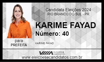 Candidato KARIME FAYAD 2024 - RIO BRANCO DO SUL - Eleições