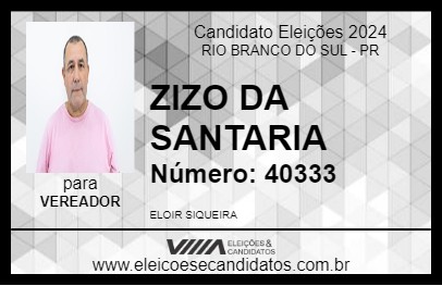 Candidato ZIZO DA SANTARIA 2024 - RIO BRANCO DO SUL - Eleições