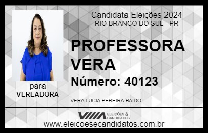 Candidato PROFESSORA VERA 2024 - RIO BRANCO DO SUL - Eleições