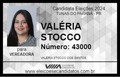 Candidato VALÉRIA STOCCO 2024 - TUNAS DO PARANÁ - Eleições