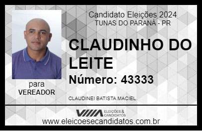 Candidato CLAUDINHO DO LEITE 2024 - TUNAS DO PARANÁ - Eleições