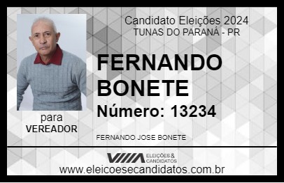 Candidato FERNANDO BONETE 2024 - TUNAS DO PARANÁ - Eleições