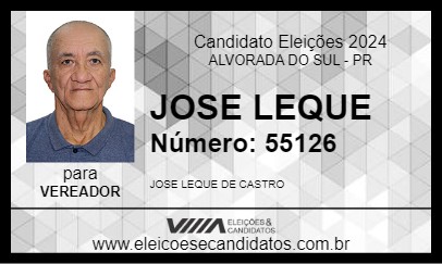 Candidato JOSE LEQUE 2024 - ALVORADA DO SUL - Eleições