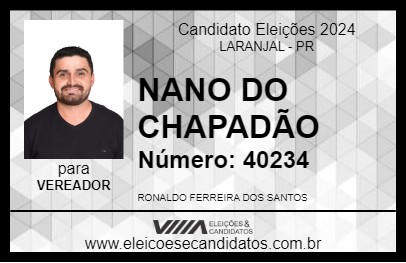 Candidato NANO DO CHAPADÃO 2024 - LARANJAL - Eleições