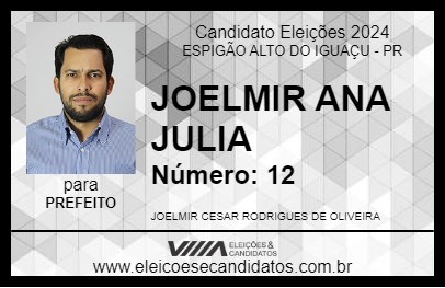 Candidato JOELMIR ANA JULIA 2024 - ESPIGÃO ALTO DO IGUAÇU - Eleições