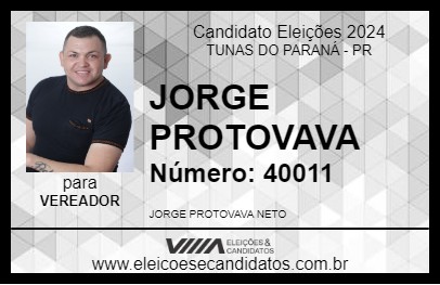 Candidato JORGE PROTOVAVA 2024 - TUNAS DO PARANÁ - Eleições