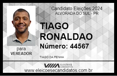 Candidato TIAGO RONALDAO 2024 - ALVORADA DO SUL - Eleições