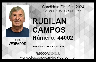 Candidato RUBILAN CAMPOS 2024 - ALVORADA DO SUL - Eleições