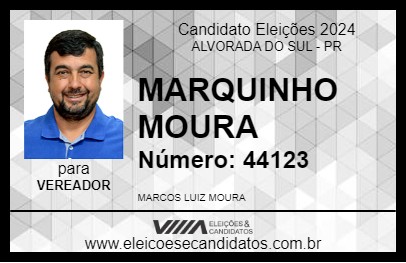 Candidato MARQUINHO MOURA 2024 - ALVORADA DO SUL - Eleições