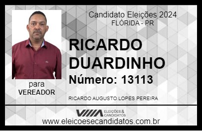 Candidato RICARDO DUARDINHO 2024 - FLÓRIDA - Eleições