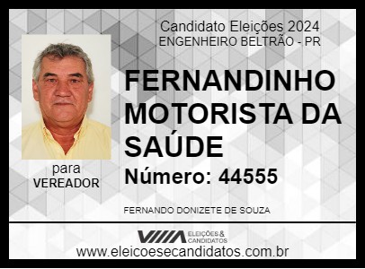 Candidato FERNANDINHO MOTORISTA DA SAÚDE 2024 - ENGENHEIRO BELTRÃO - Eleições