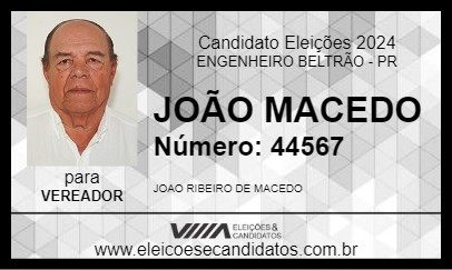 Candidato JOÃO MACEDO 2024 - ENGENHEIRO BELTRÃO - Eleições