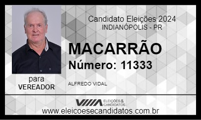 Candidato MACARRÃO 2024 - INDIANÓPOLIS - Eleições