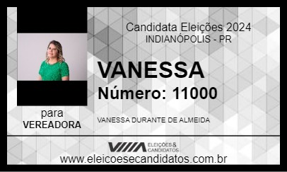 Candidato VANESSA 2024 - INDIANÓPOLIS - Eleições