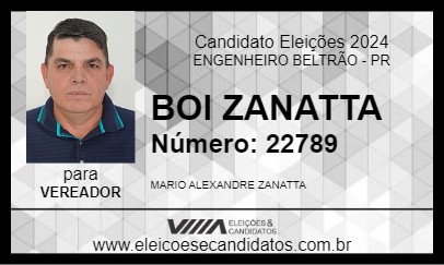 Candidato BOI ZANATTA 2024 - ENGENHEIRO BELTRÃO - Eleições