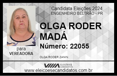 Candidato OLGA RODER MADÁ 2024 - ENGENHEIRO BELTRÃO - Eleições