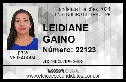 Candidato LEIDIANE GAINO 2024 - ENGENHEIRO BELTRÃO - Eleições