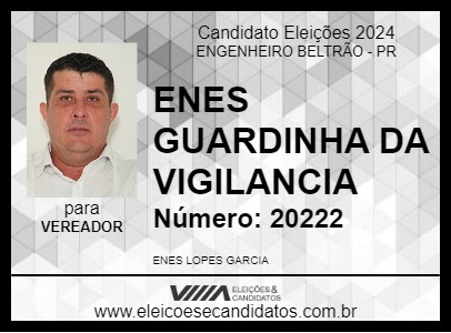 Candidato ENES GUARDINHA DA VIGILANCIA 2024 - ENGENHEIRO BELTRÃO - Eleições