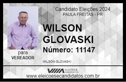 Candidato WILSON GLOVASKI 2024 - PAULA FREITAS - Eleições