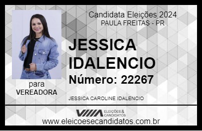 Candidato JESSICA IDALENCIO 2024 - PAULA FREITAS - Eleições