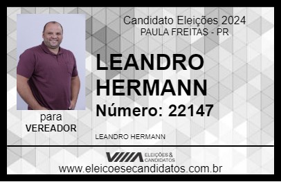 Candidato LEANDRO HERMANN 2024 - PAULA FREITAS - Eleições