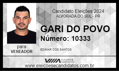 Candidato EDIMAR GARI DO POVO 2024 - ALVORADA DO SUL - Eleições