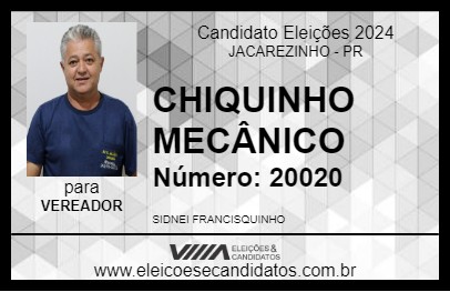 Candidato CHIQUINHO MECÂNICO 2024 - JACAREZINHO - Eleições