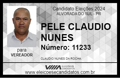 Candidato PELE CLAUDIO NUNES 2024 - ALVORADA DO SUL - Eleições