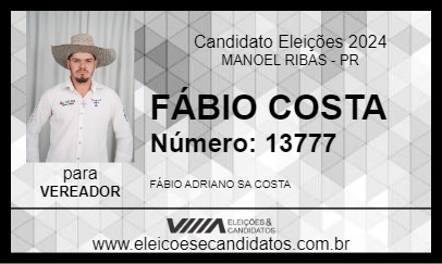 Candidato FÁBIO COSTA 2024 - MANOEL RIBAS - Eleições