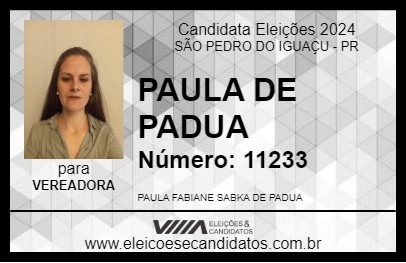 Candidato PAULA 2024 - SÃO PEDRO DO IGUAÇU - Eleições