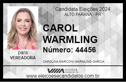 Candidato CAROL WARMLING 2024 - ALTO PARANÁ - Eleições