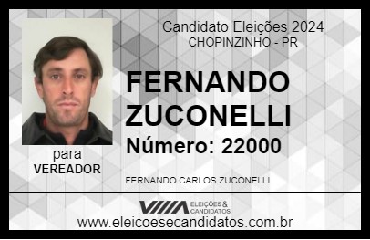 Candidato FERNANDO ZUCONELLI 2024 - CHOPINZINHO - Eleições