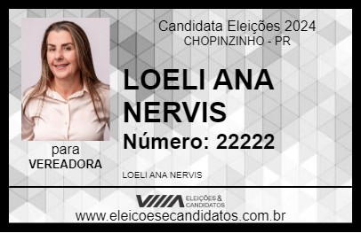 Candidato LOELI ANA NERVIS  2024 - CHOPINZINHO - Eleições