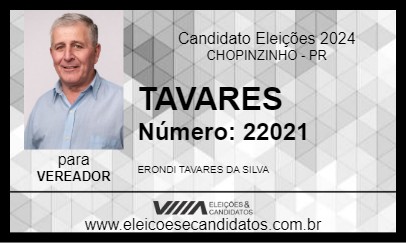 Candidato TAVARES 2024 - CHOPINZINHO - Eleições