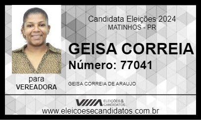 Candidato GEISA CORREIA 2024 - MATINHOS - Eleições